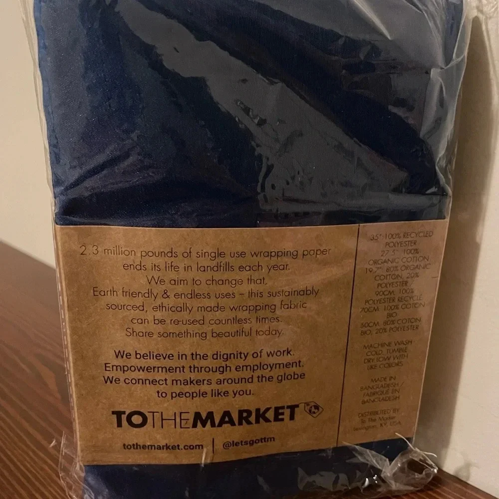 NWT To the Market Gift Wrapping Clothes Pink Navy Turquoise Sustainable Eco